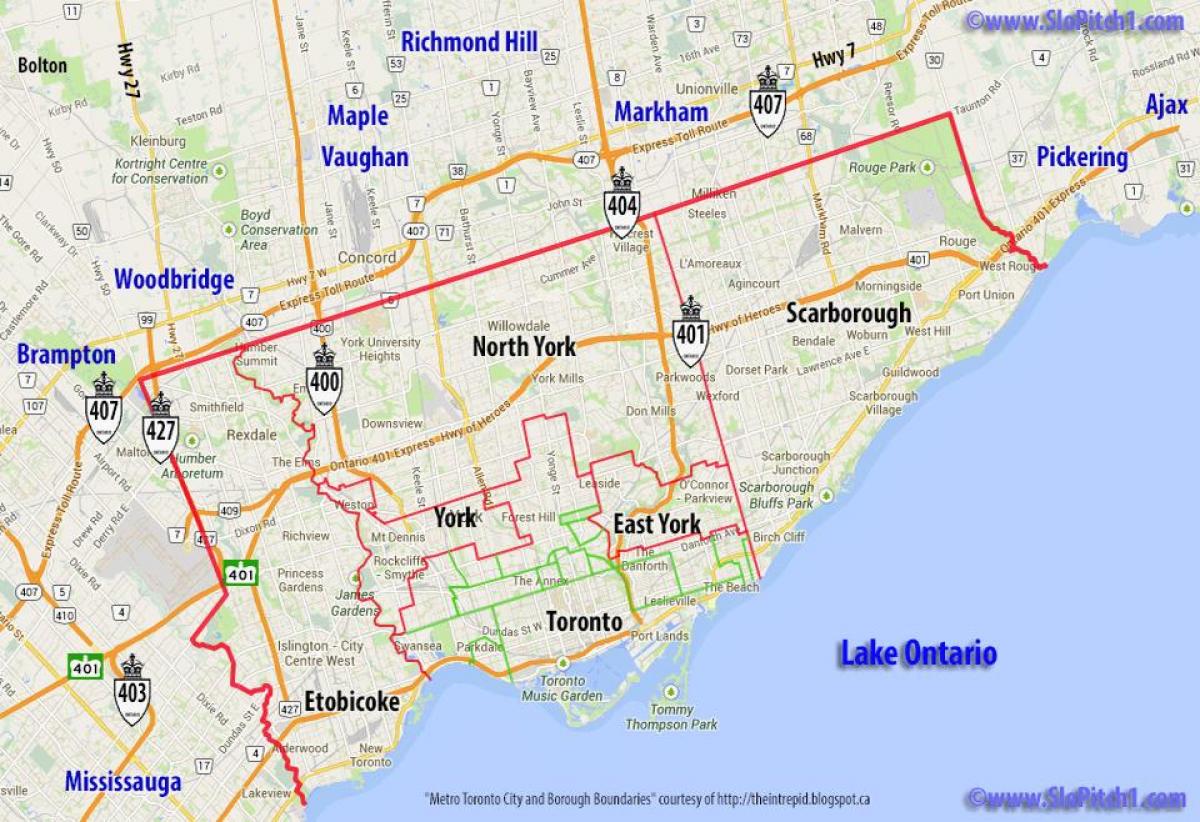 Mapa obcí Toronto