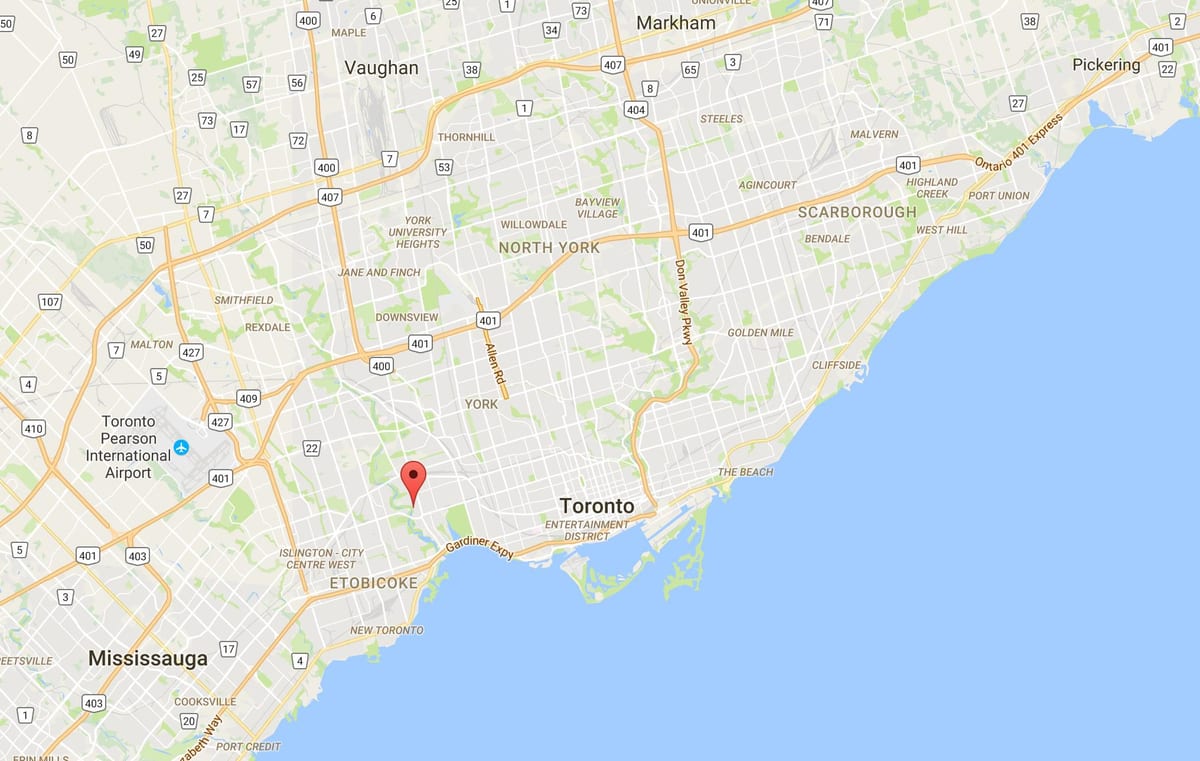 Mapa Old Mill district Toronto