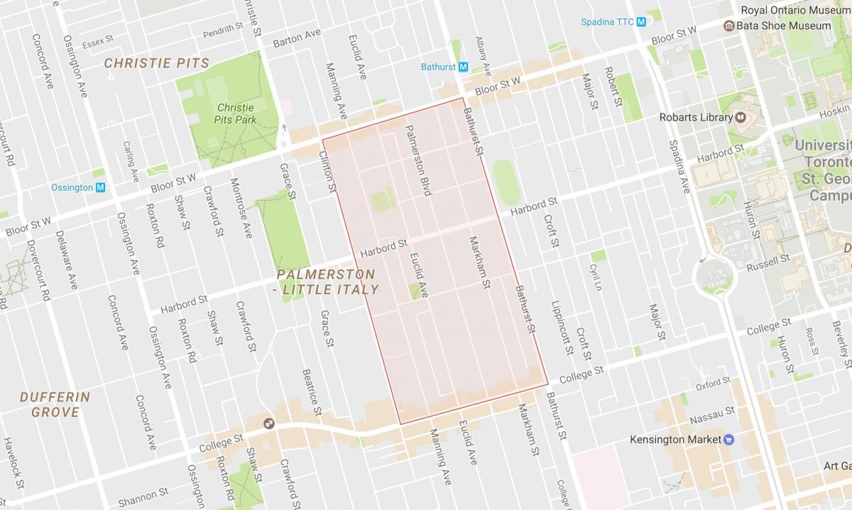 Mapa Palmerston sousedství Toronta