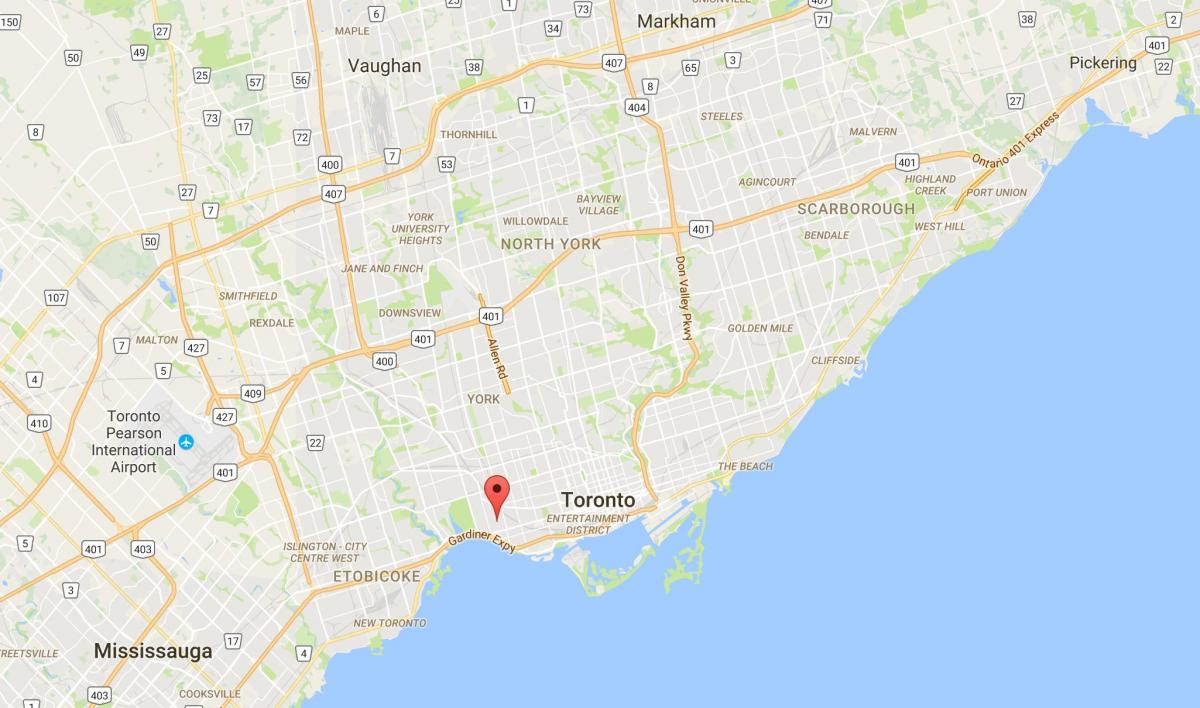 Mapa Parkdale district Toronto