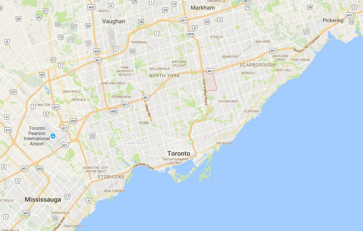 Mapa Parkwoods district Toronto