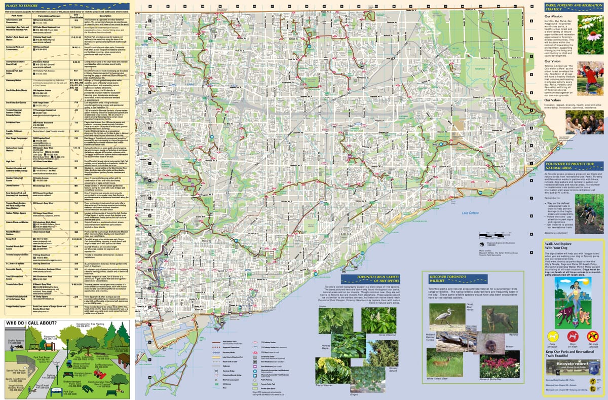Mapa parky a pěší stezky Toronto East
