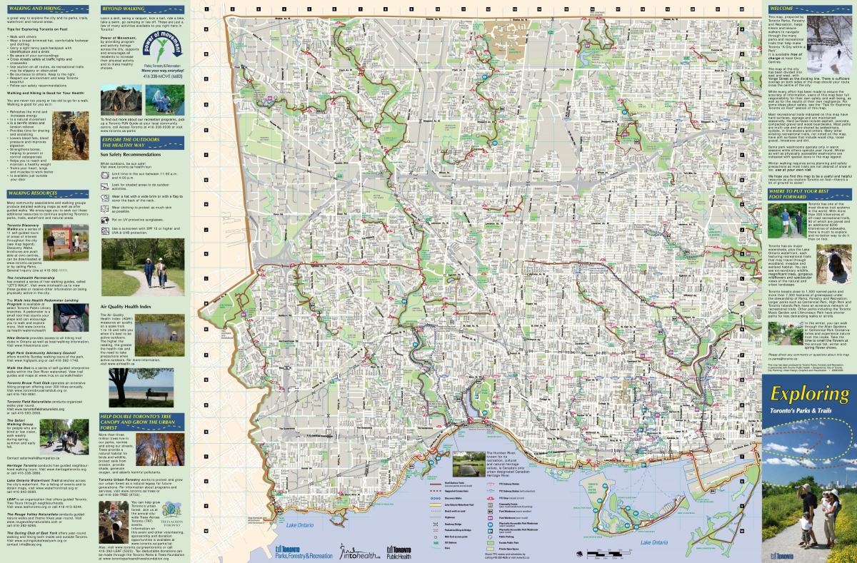 Mapa parky a pěší stezky West Toronto