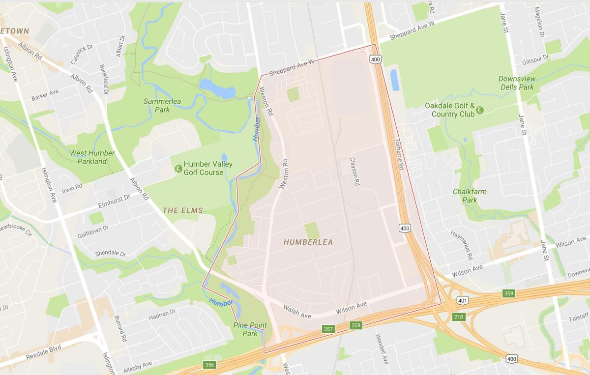 Mapa Pelmo Park – Humberlea sousedství Toronta