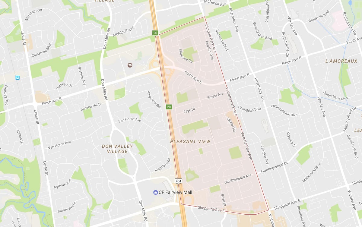 Mapa Příjemný Výhled sousedství Toronta