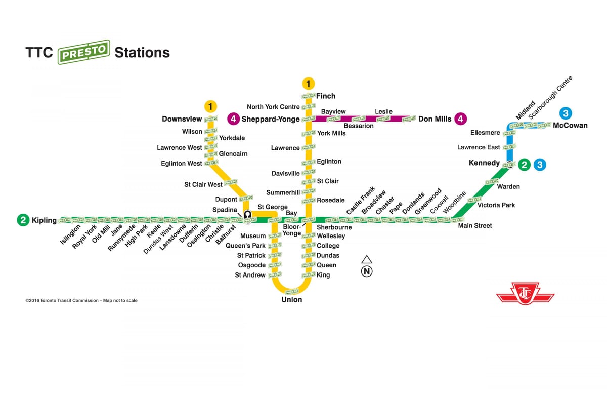 Mapa presto stanice TTC