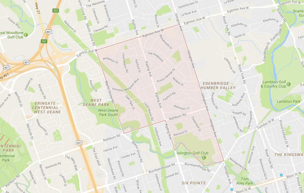 Mapa Princezna Zahrady sousedství Toronta