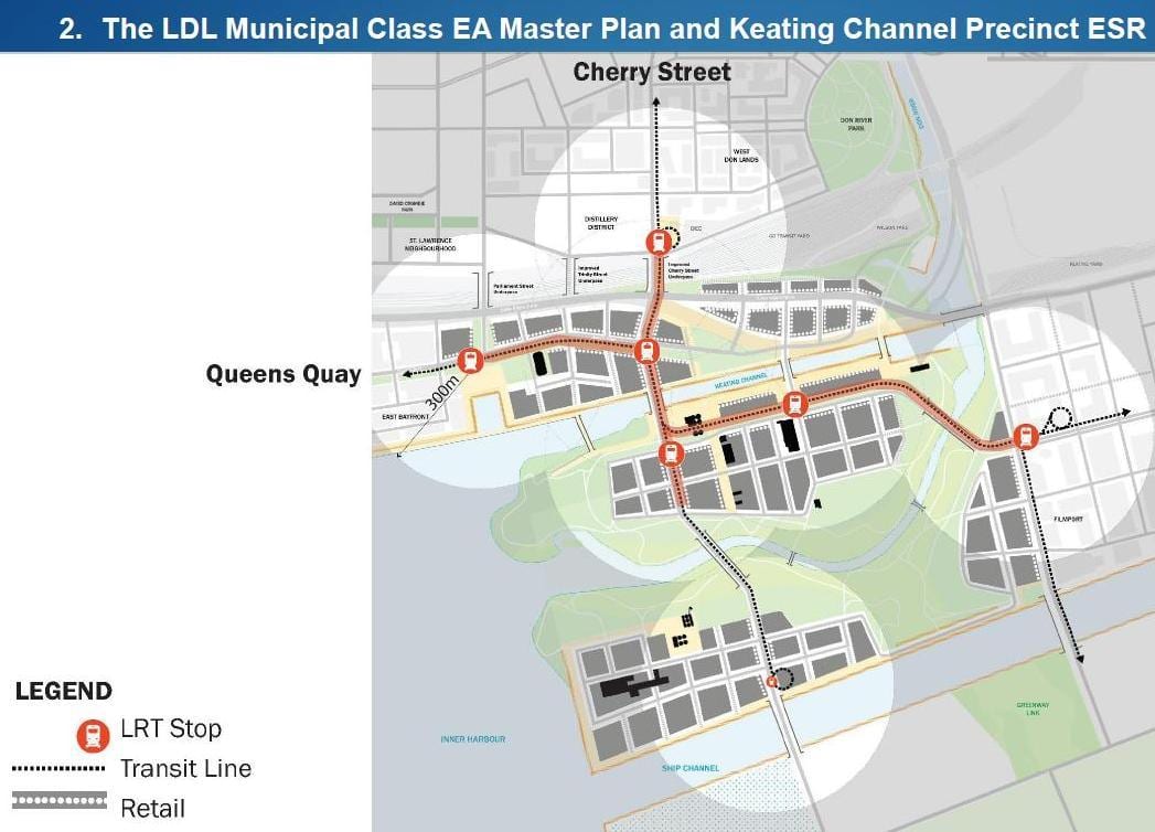 Mapa Projektu Východního Pobřeží na Východ Bayfront Toronto