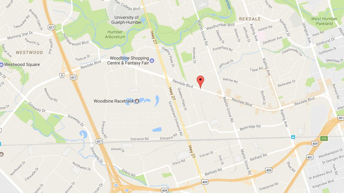 Mapa Rexdale boulevard, Toronto