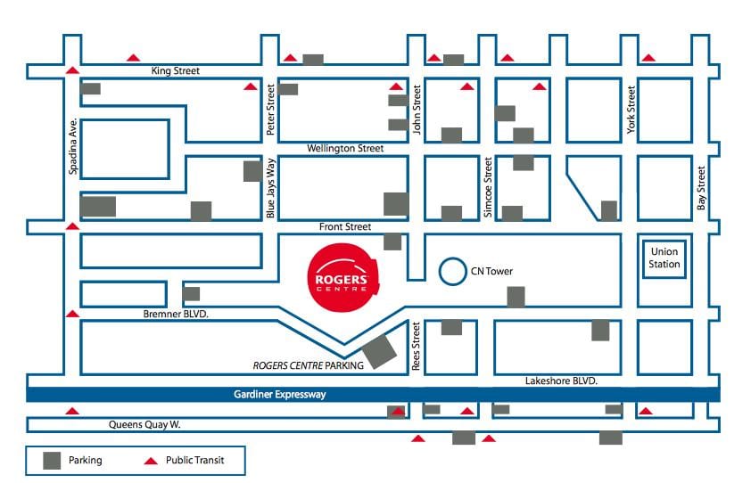 Mapa Rogers centre parkoviště