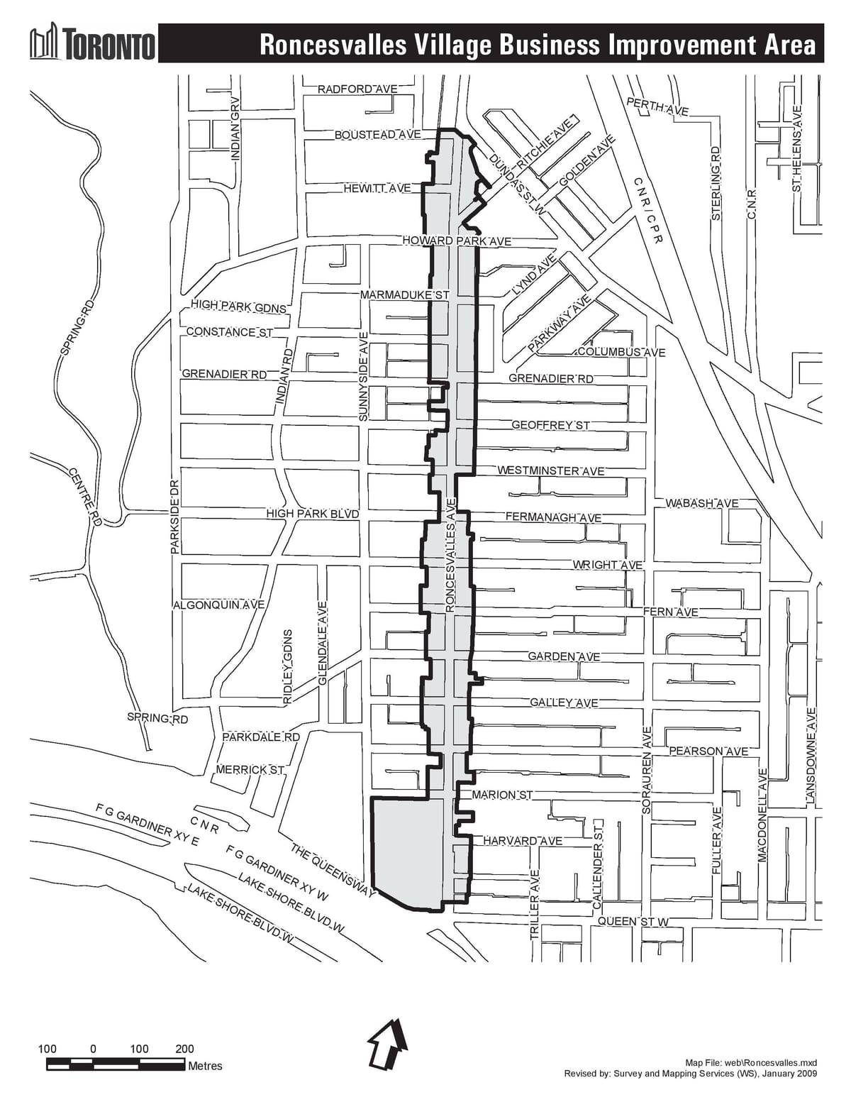 Mapa Roncesvallesu Toronto