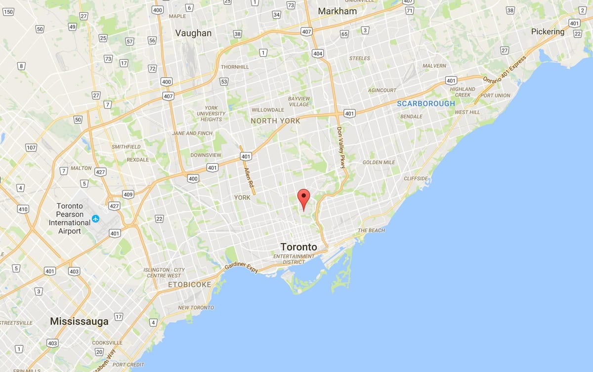 Mapa Rosedale district Toronto
