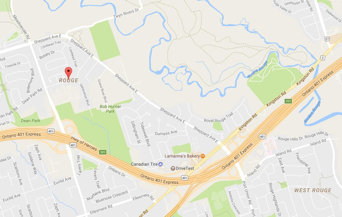 Mapa Rouge sousedství Toronta