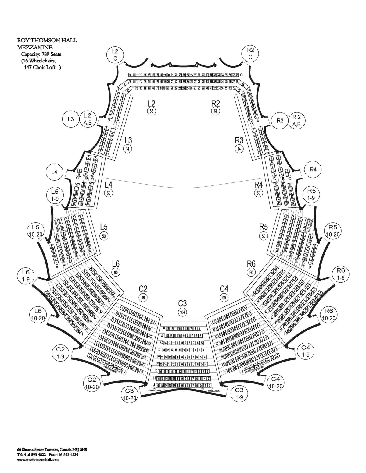 Mapa Roy Thomson Hall mezipatře