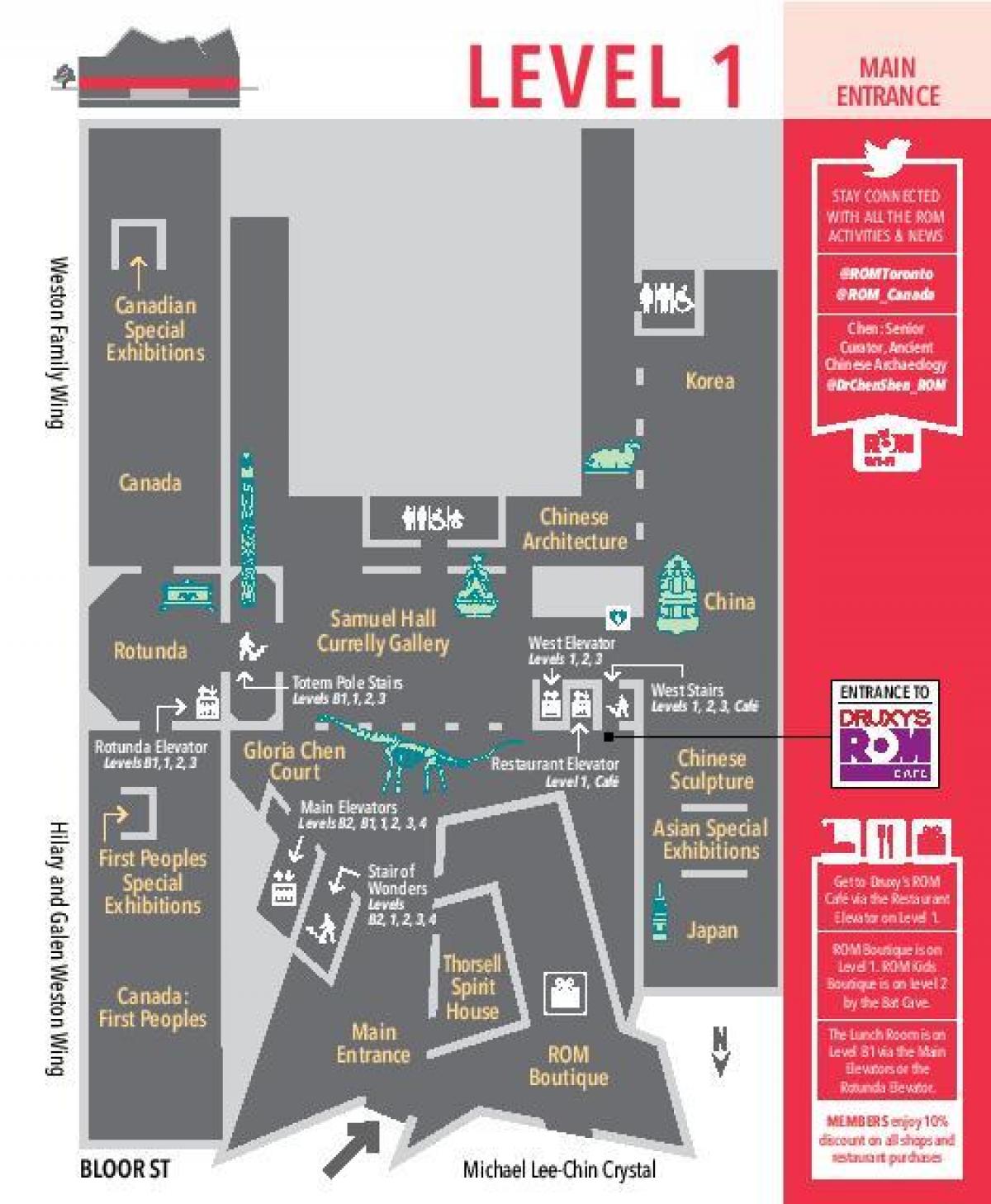 Mapa Royal Ontario Museum level 1