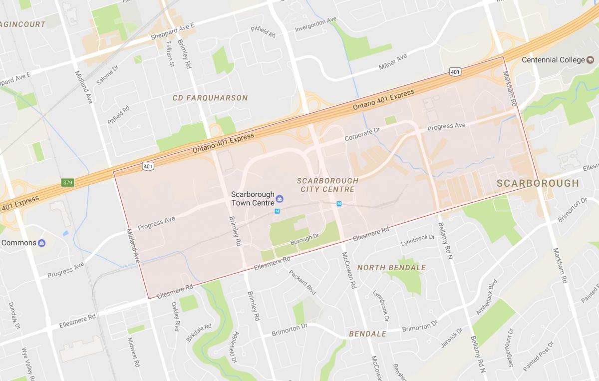Mapa Scarborough Města čtvrť Toronto