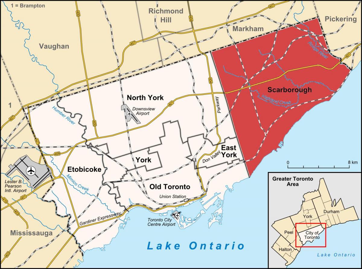 Mapa Toronto Scarborough