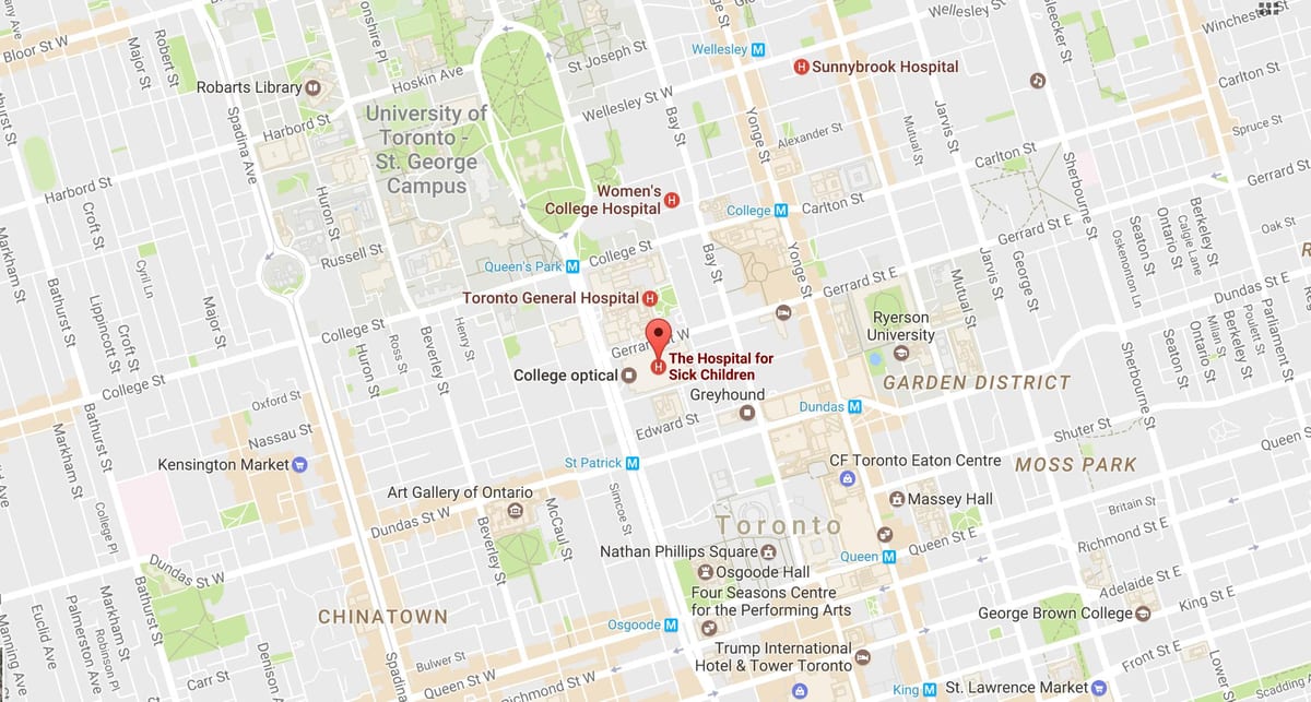Mapa Sickkids Toronto