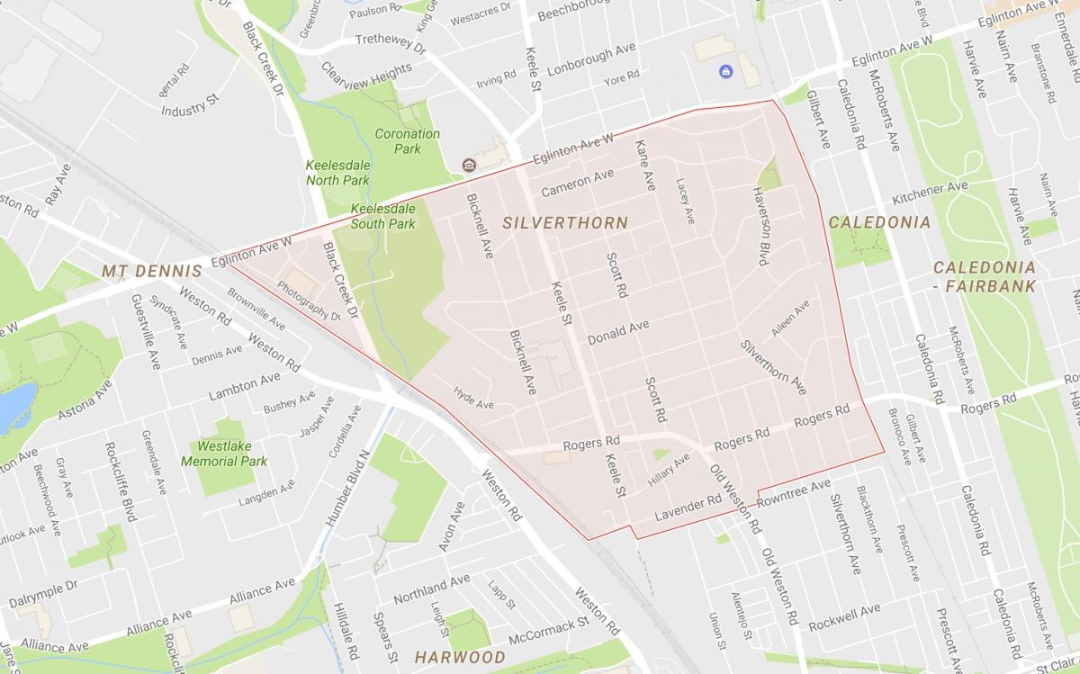 Mapa Silverthorn sousedství Toronta
