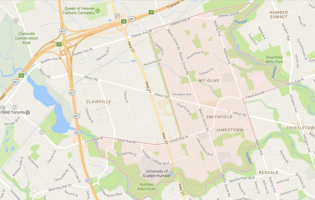 Mapa Smithfield sousedství sousedství Toronta