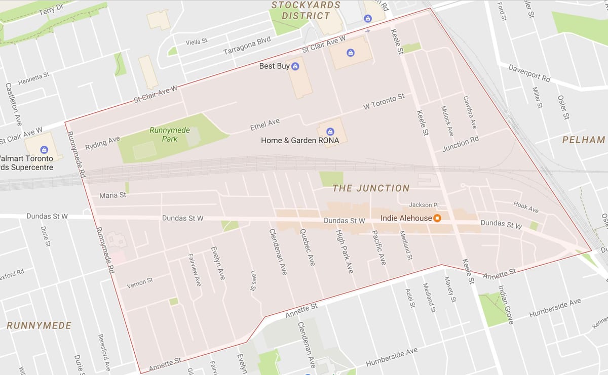Mapa Křižovatce sousedství Toronta