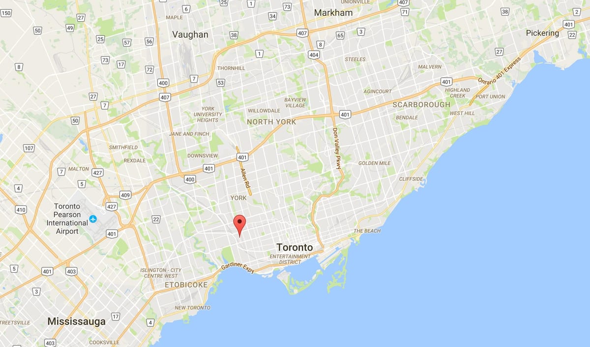 Mapa Spojovací Trojúhelník district Toronto