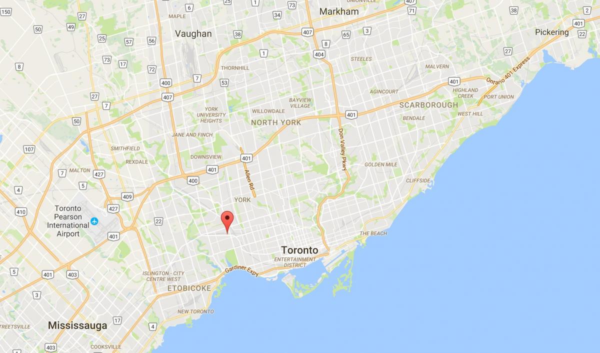 Mapa Křižovatce district Toronto