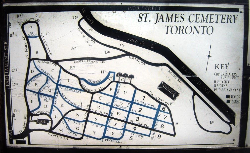 Mapa St. James hřbitov