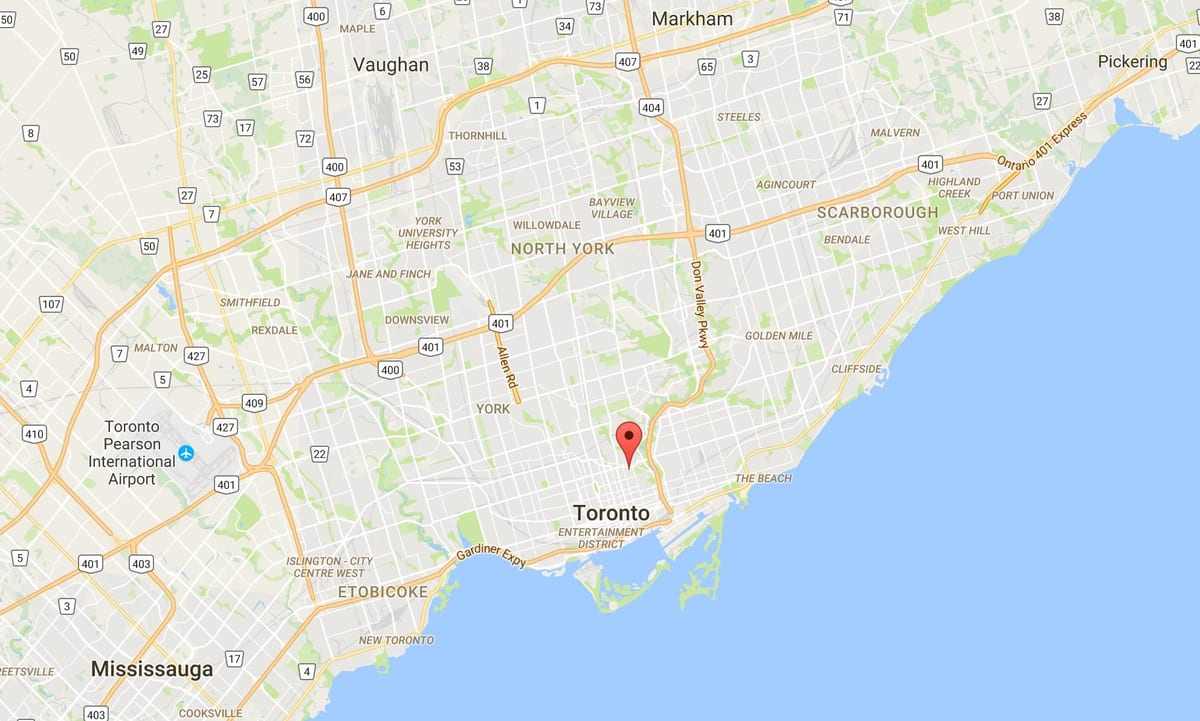 Mapa St. James Town Toronto
