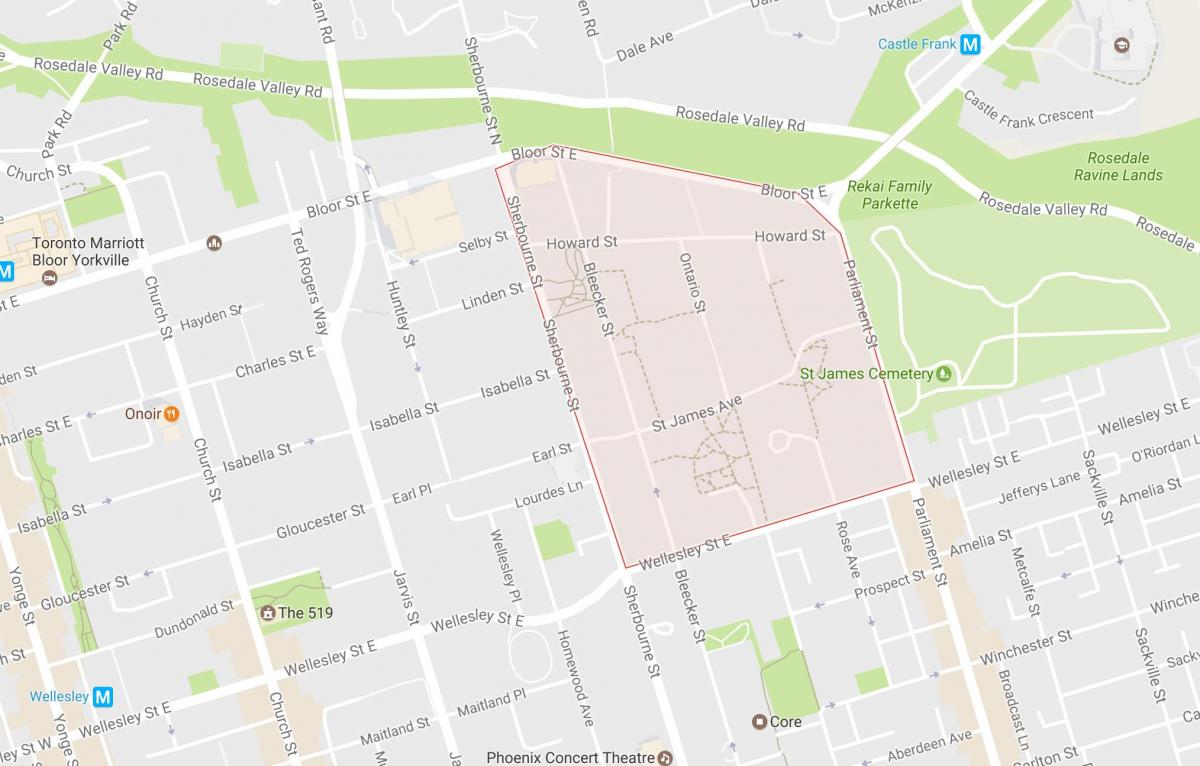 Mapa St. James Města čtvrť Toronto