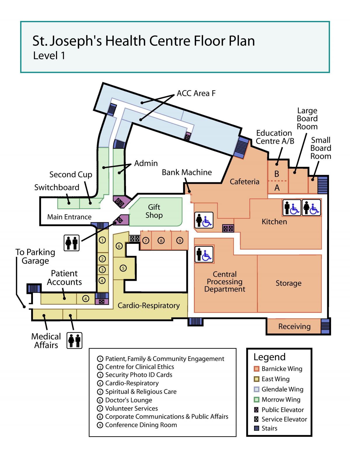 Mapa St. Joseph ' s Health centre Toronto úroveň 1