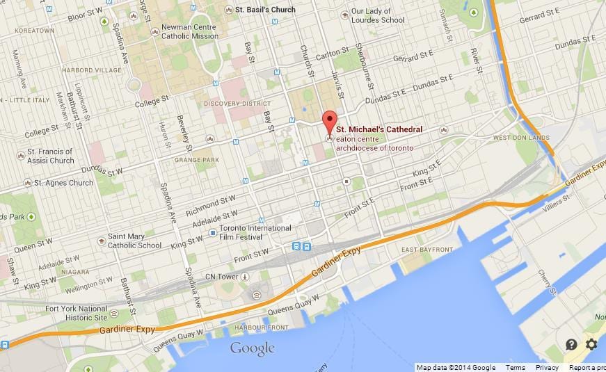 Mapa St. Michael ' s Cathedrale Toronto přehled