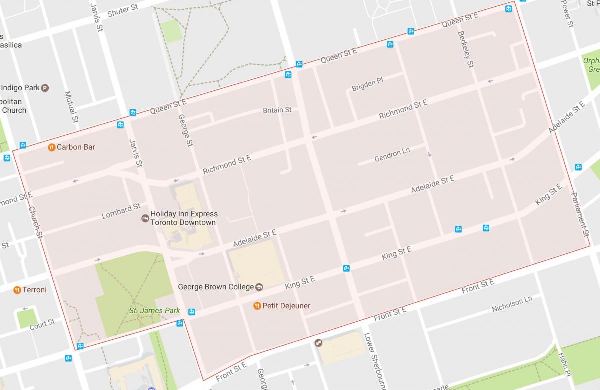 Mapa Staré Město čtvrť Toronto