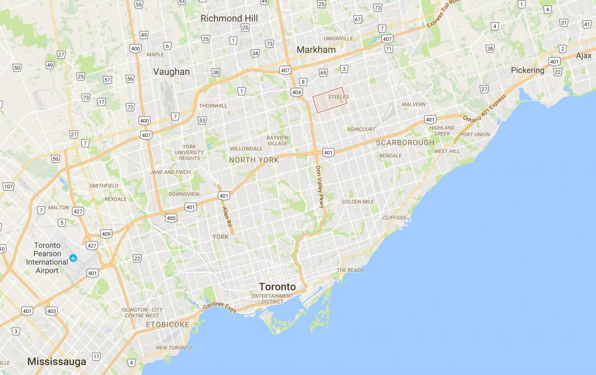 Mapa Steeles district Toronto