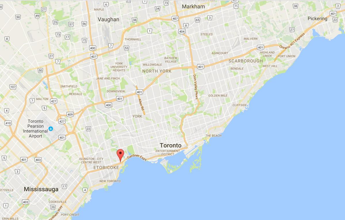 Mapa Stonegate-Queensway district Toronto