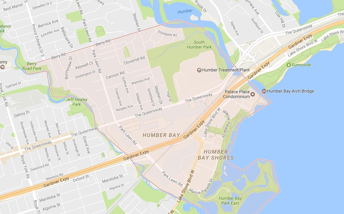 Mapa Stonegate-Queensway sousedství sousedství Toronta
