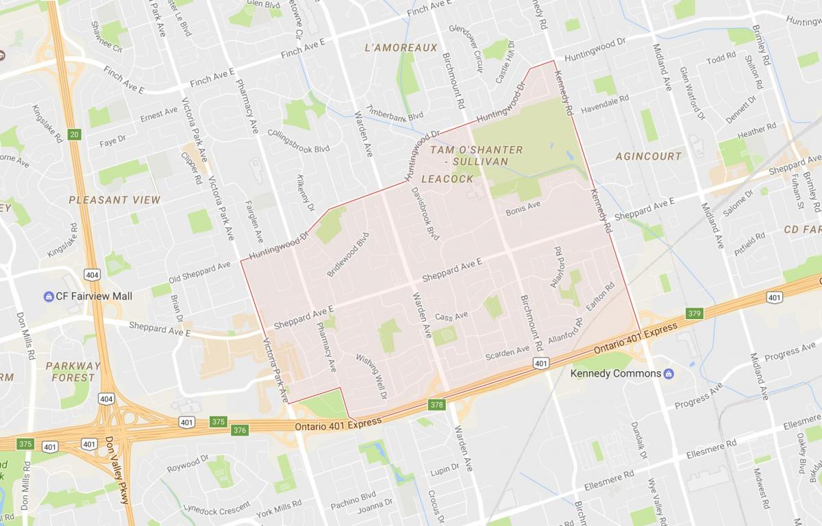 Mapa Tam O ' shanter – Sullivan sousedství Toronta