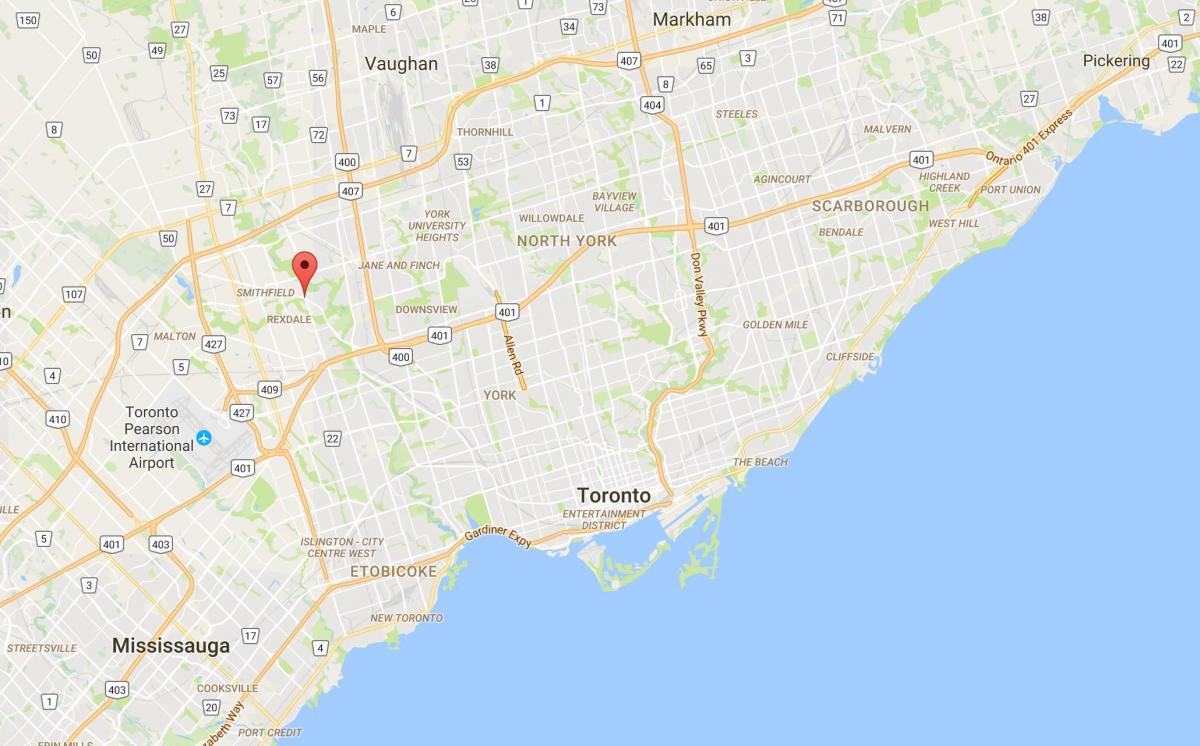 Mapa Thistletown district Toronto