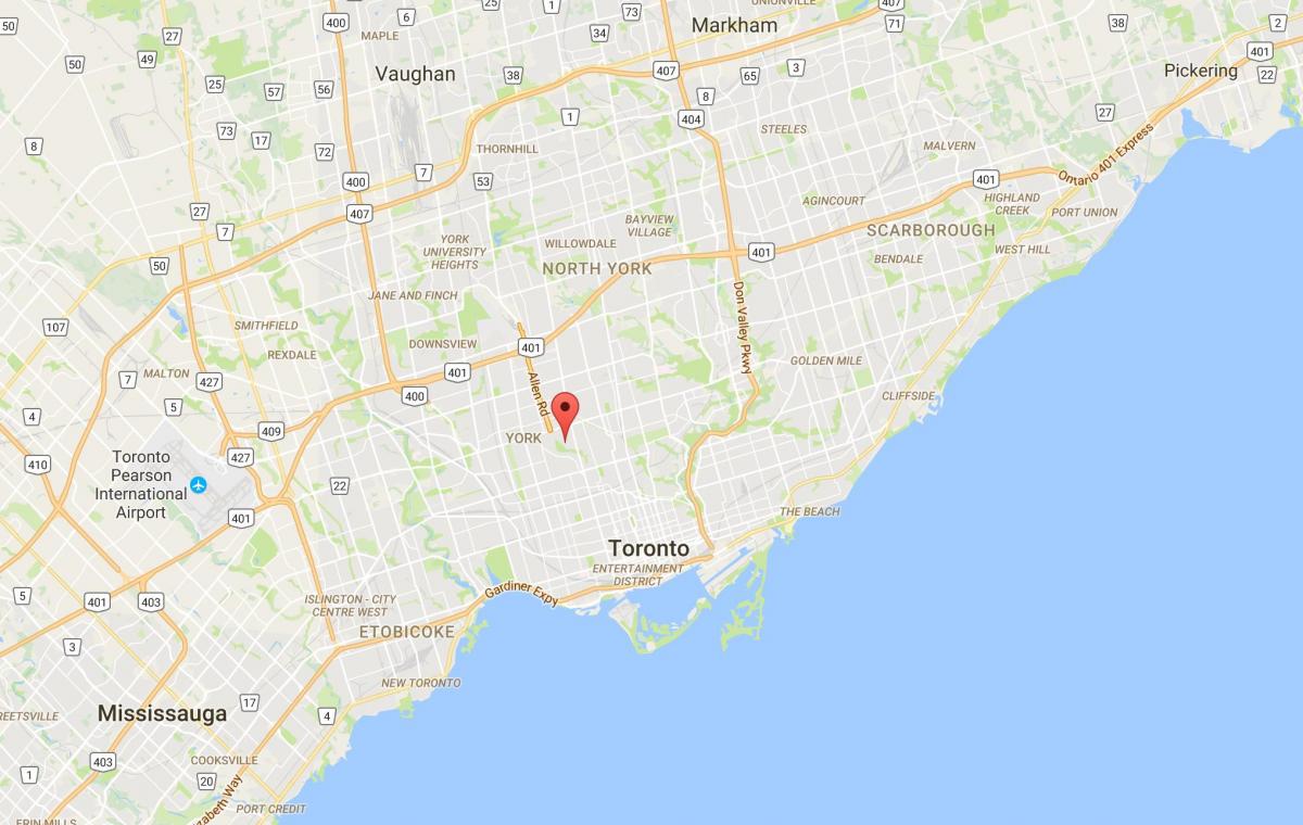 Mapa Tichester district Toronto