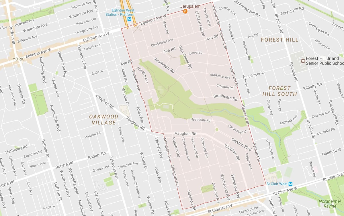 Mapa Tichester sousedství Toronta