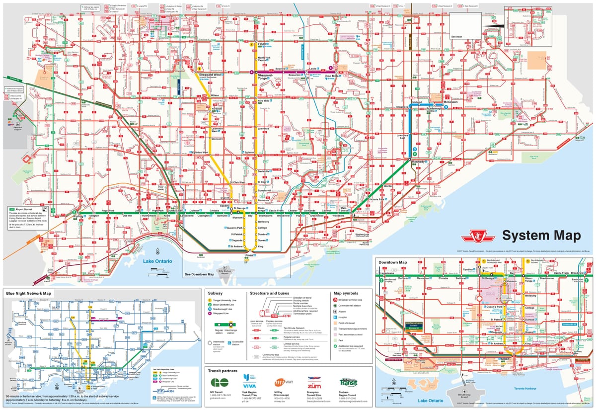 Mapa Toronto autobus