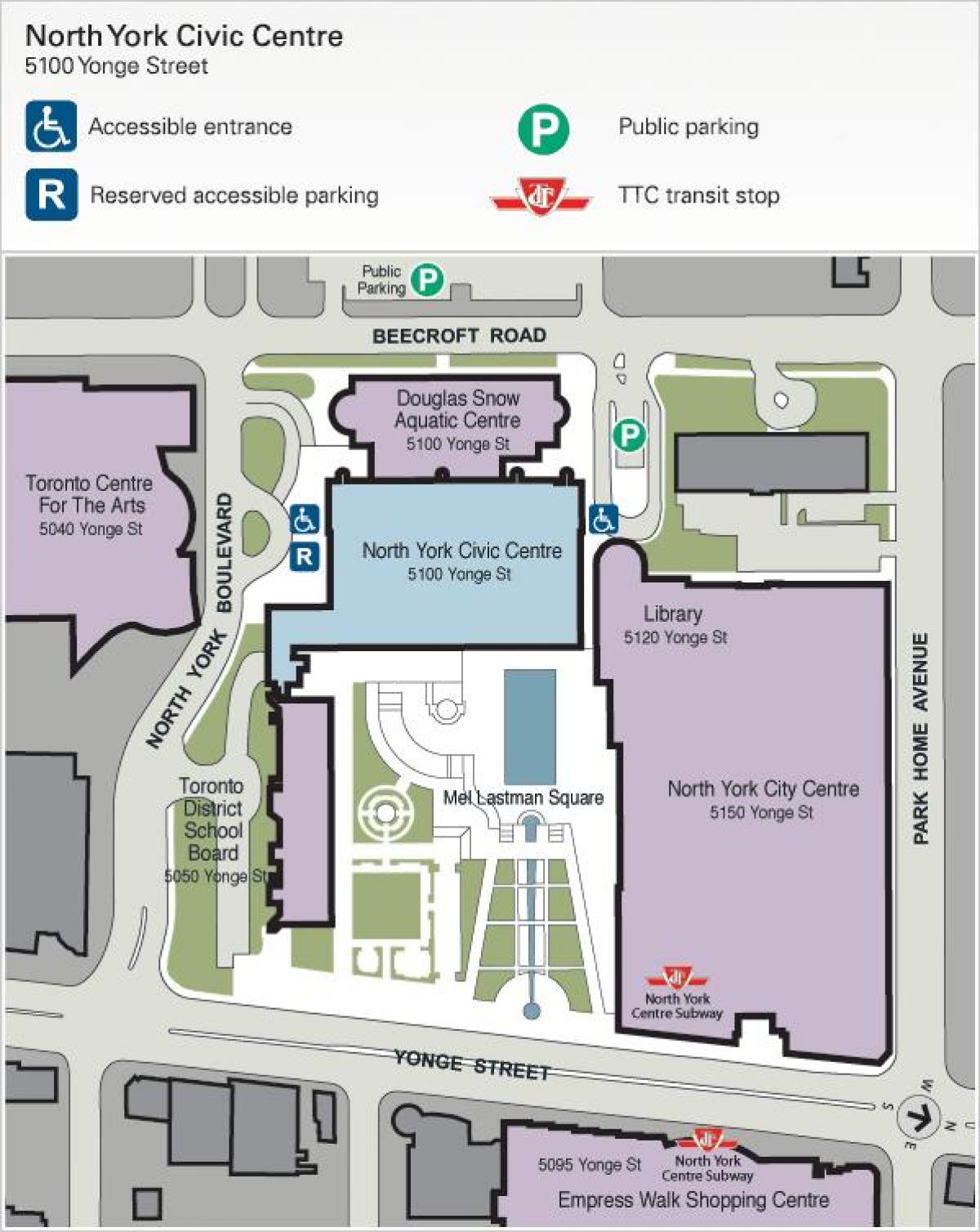 Mapa Toronto Centre for the Arts parkoviště