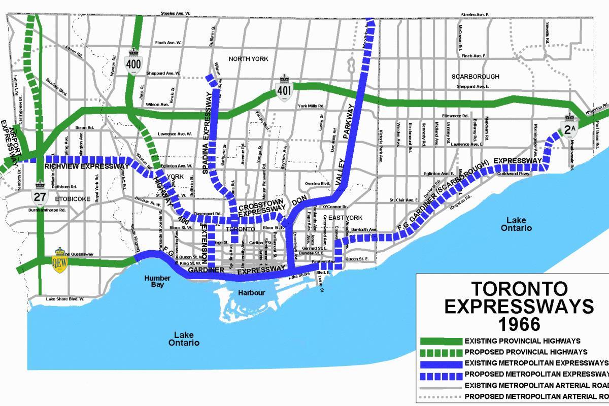 Mapa Toronto dálnic