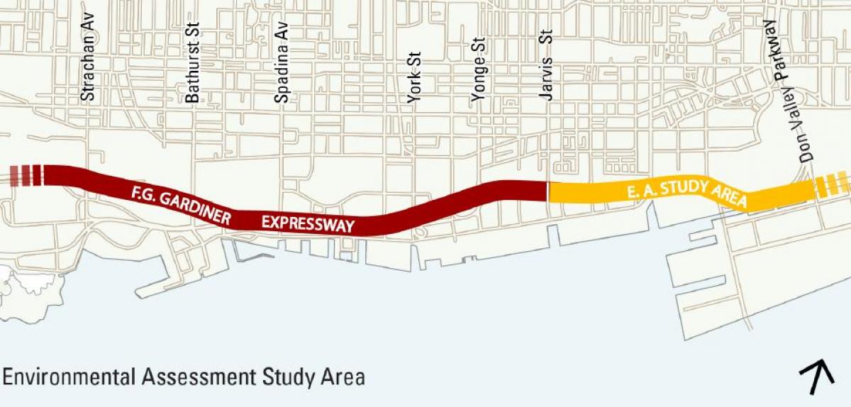 Mapa Toronto gardiner expressway