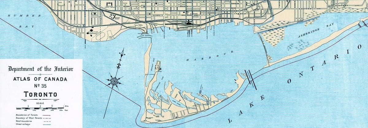 Mapa Toronto Harbour 1906