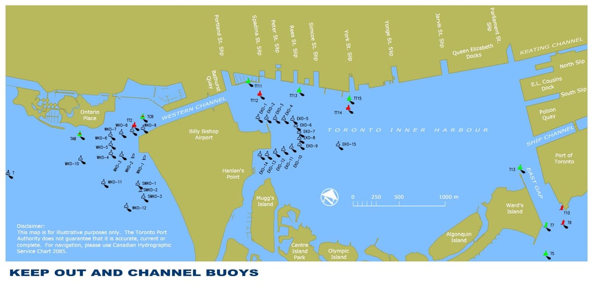 Mapa Toronto inner harbour