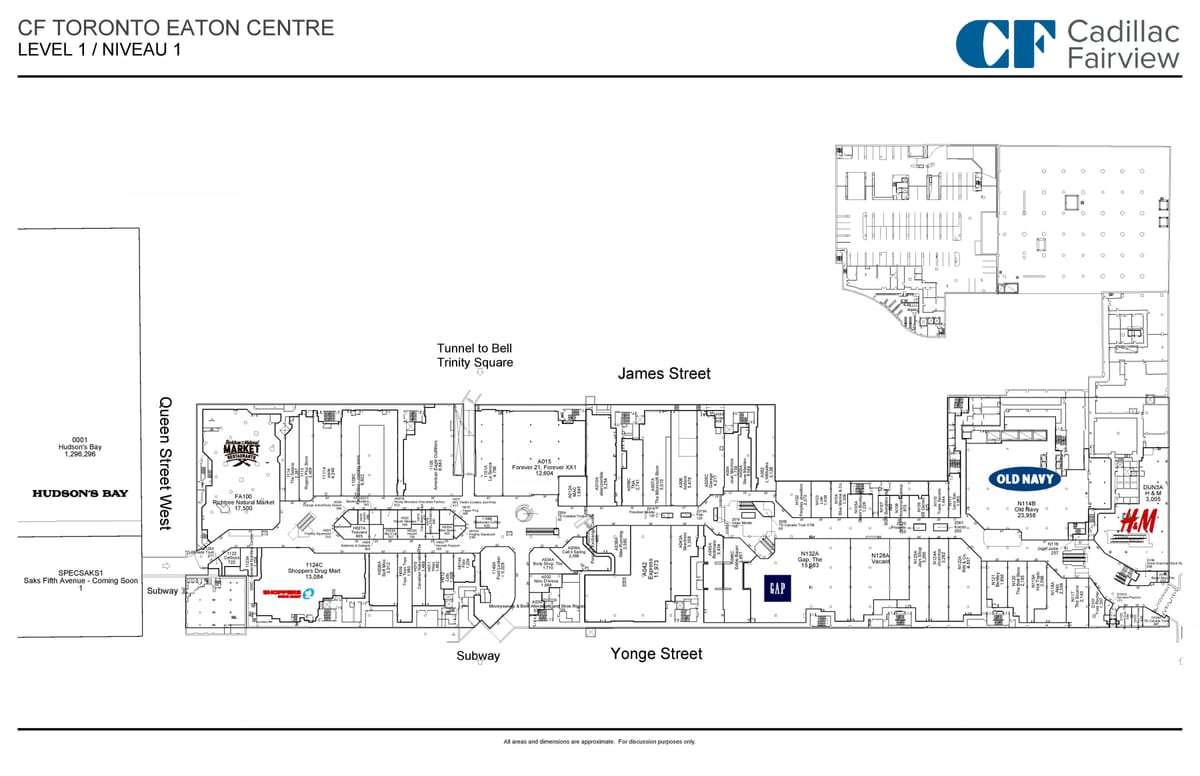 Mapa Toronto Jíst Centrum úroveň 1