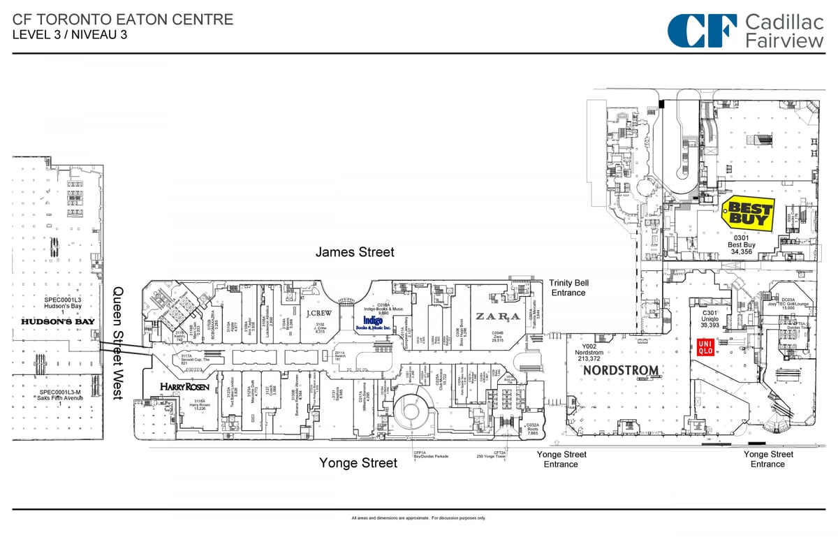 Mapa Toronto Jíst Centrum level 3