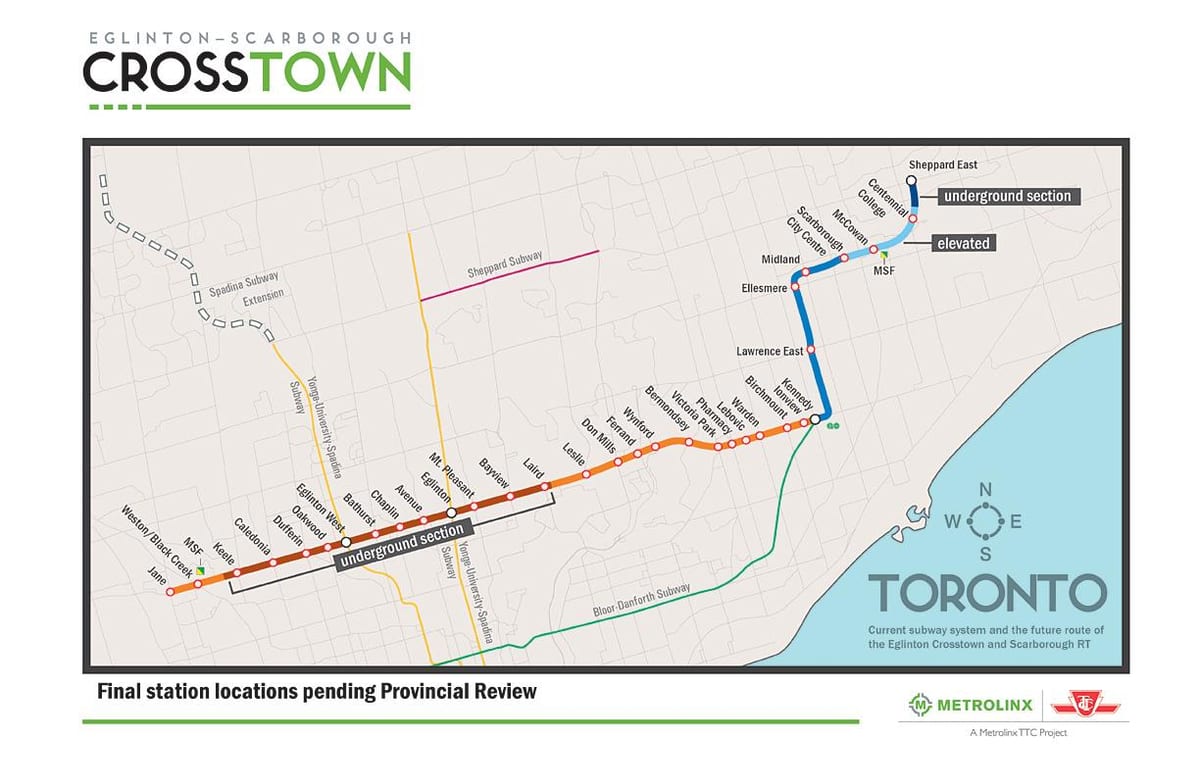 Mapa Toronto metro 5 Eglinton