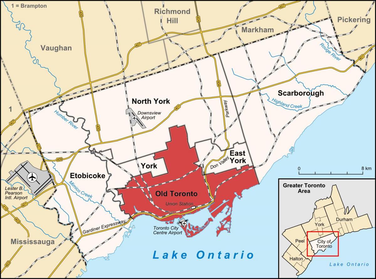 Mapa Toronto oblast